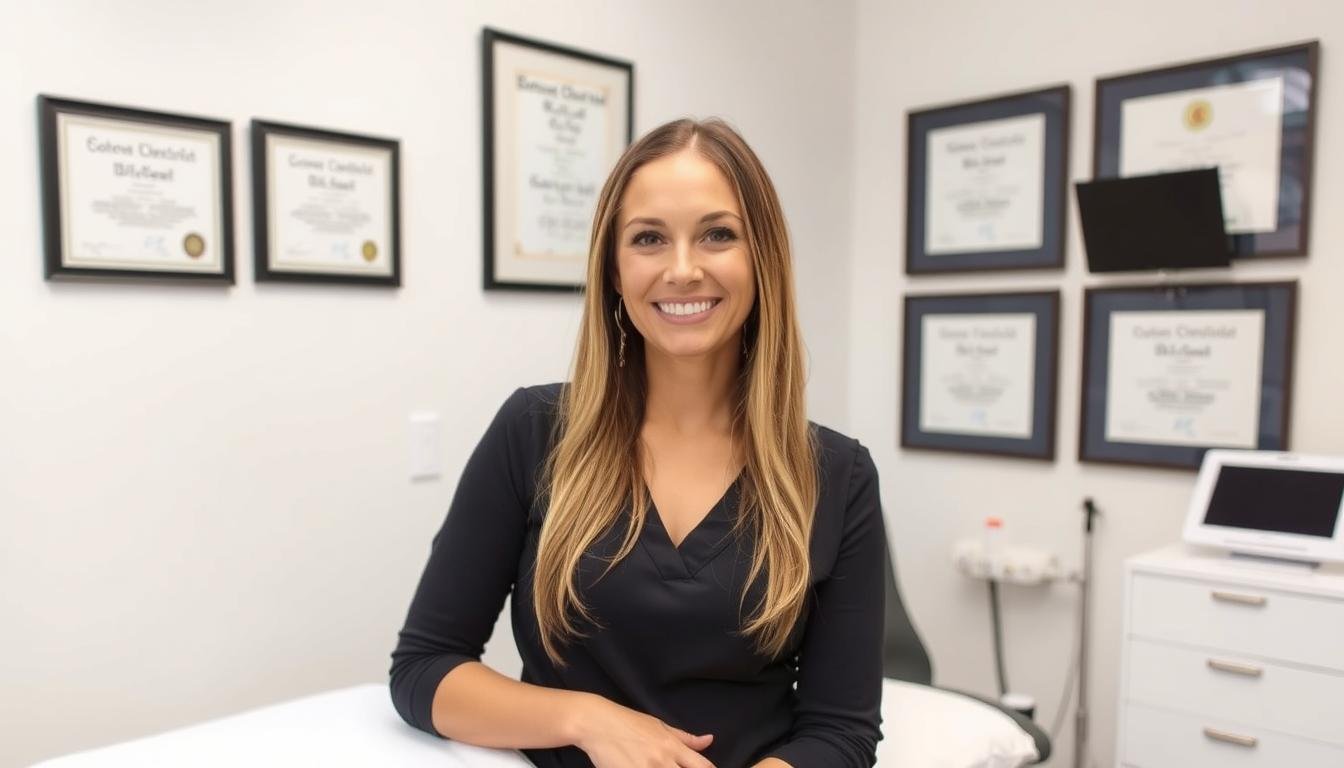Certified Colon Hydrotherapy practitioner with credentials and professional equipment