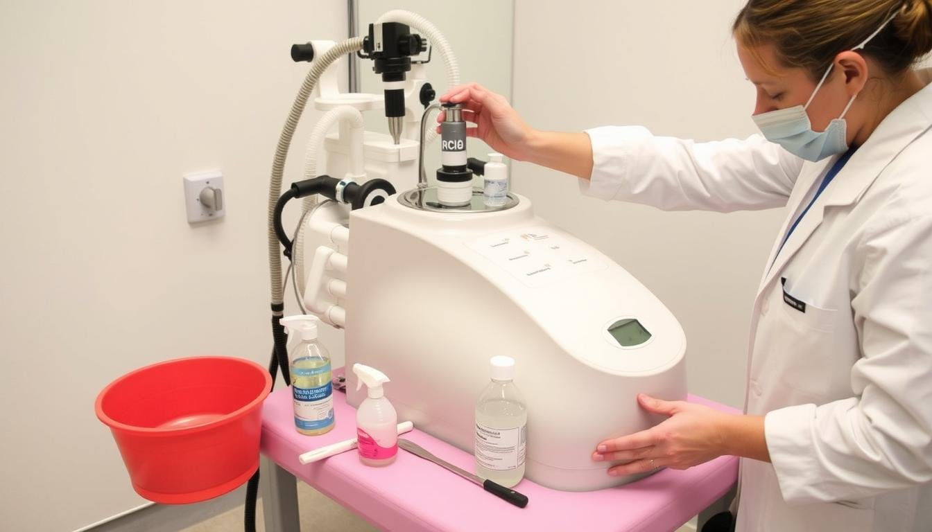 Cleaning and maintenance of a colon hydrotherapy machine
