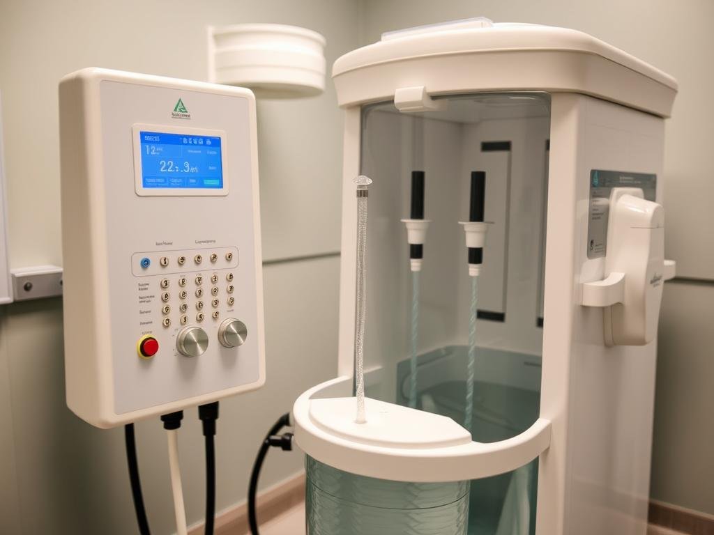 Closed system colon hydrotherapy machine in operation
