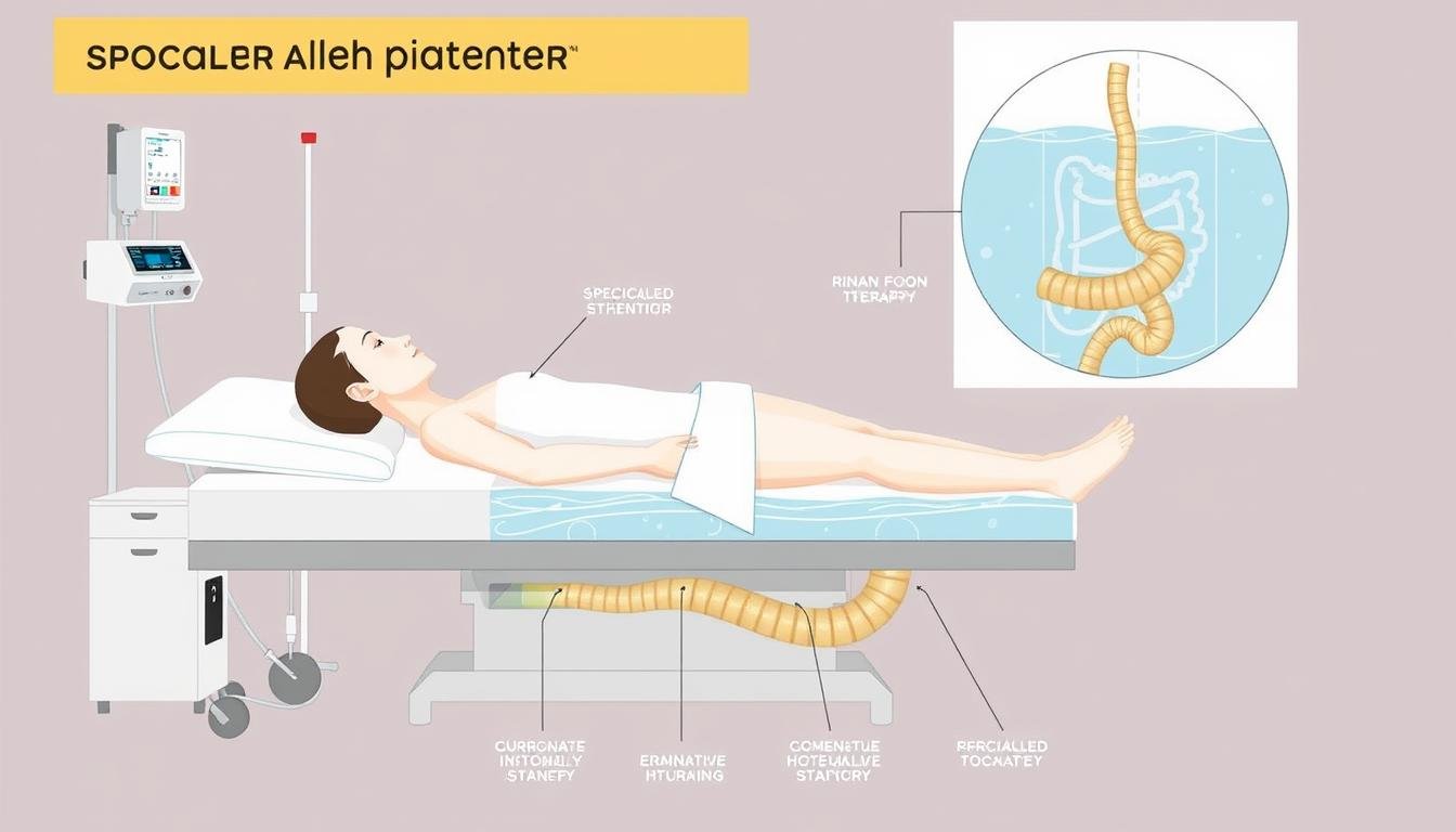 Colon Hydrotherapy procedure diagram showing equipment and process