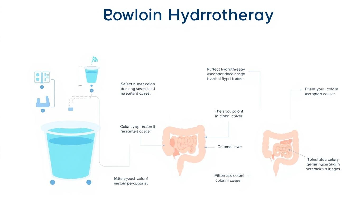 Colon Hydrotherapy procedure diagram showing equipment and process
