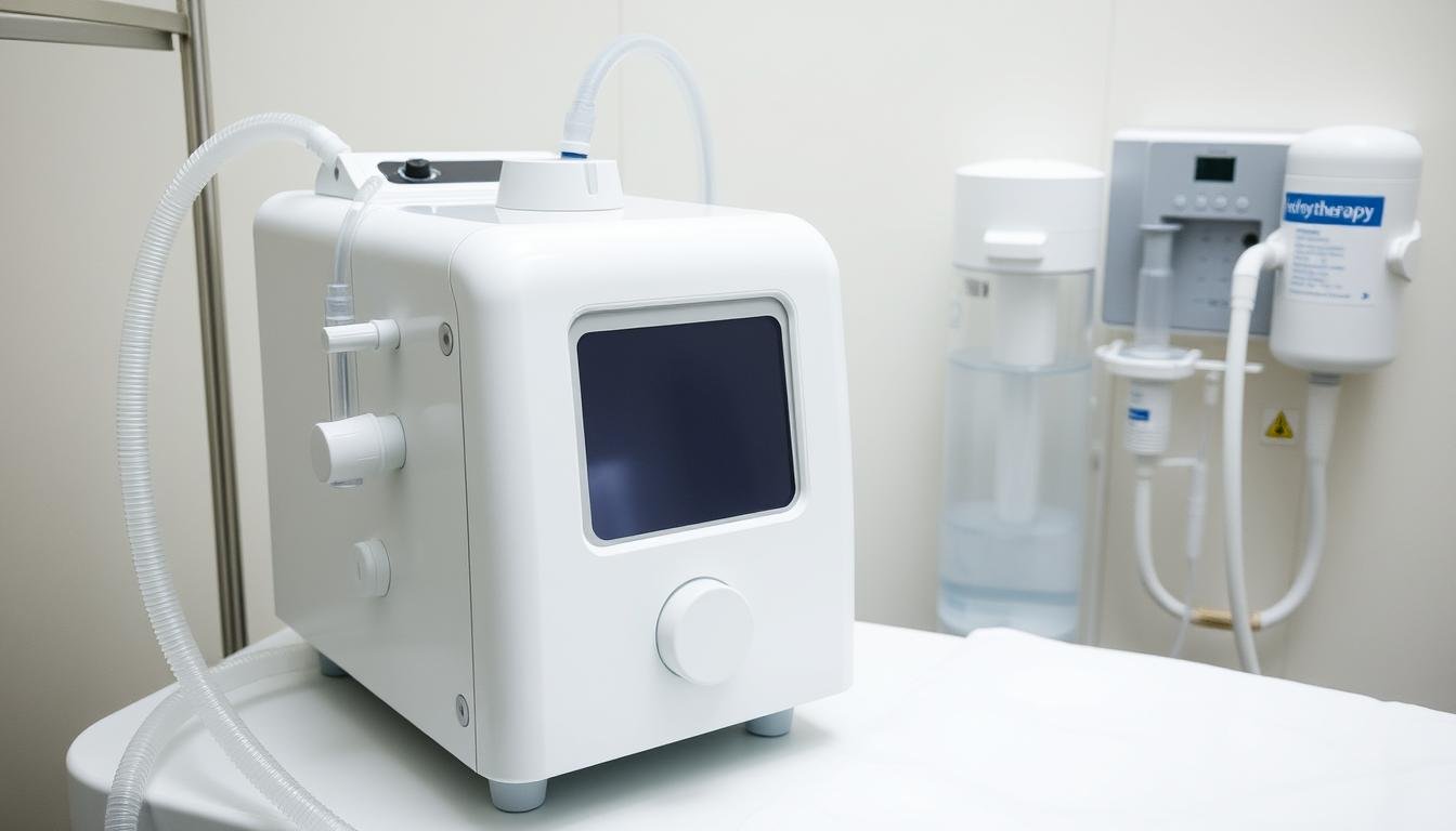 Colon hydrotherapy equipment showing the device and tube used in the procedure