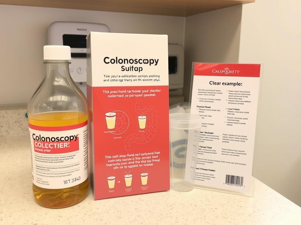Colonoscopy preparation kit with bowel prep solution and instructions
