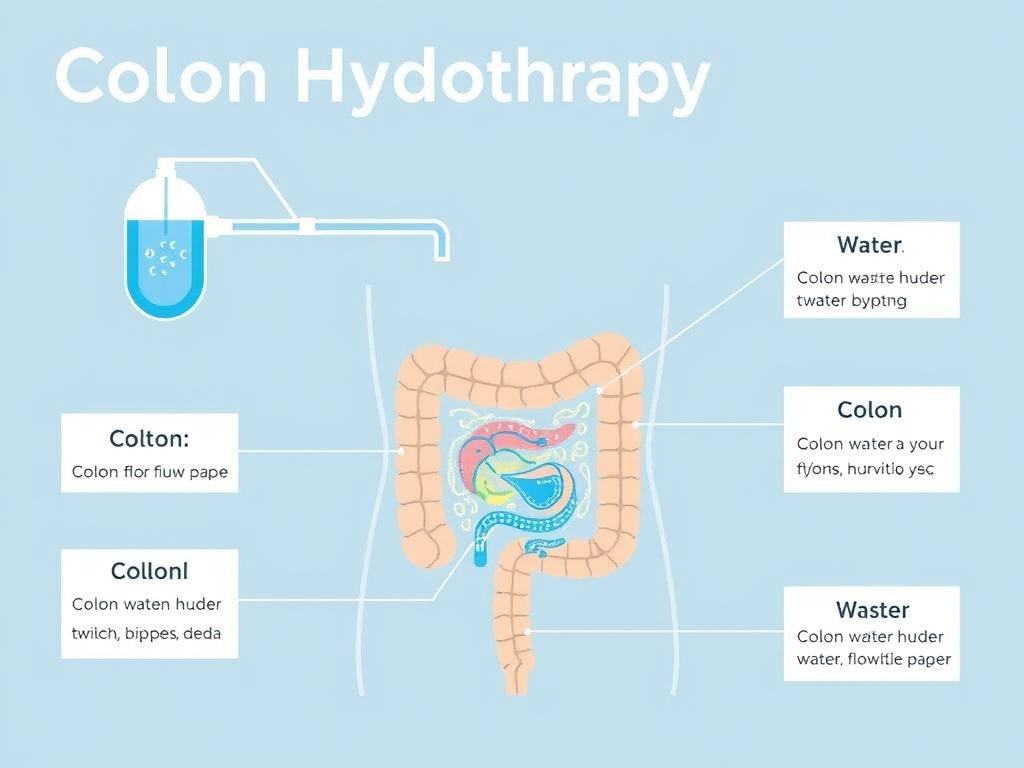 Diagram showing colon hydrotherapy procedure process