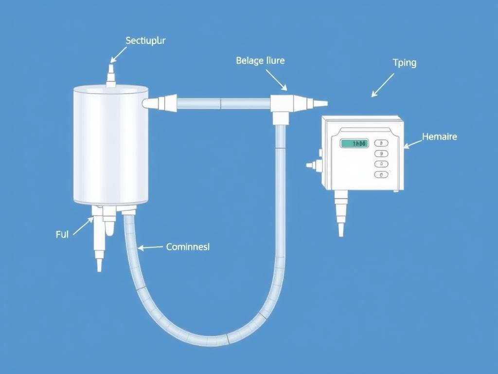 Diagram showing connection of tubing system in colon hydrotherapy