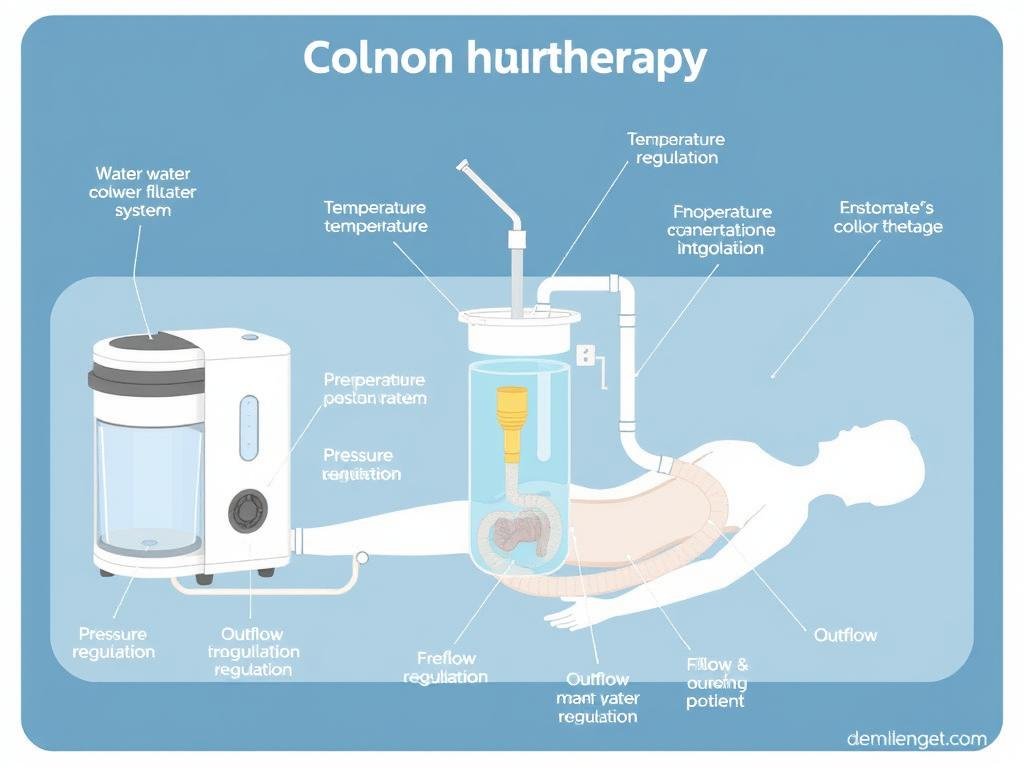 Diagram showing how a colon hydrotherapy machine works Diagram showing how a colon hydrotherapy machine works