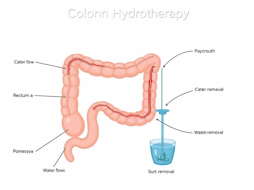 Diagram showing how colon hydrotherapy works