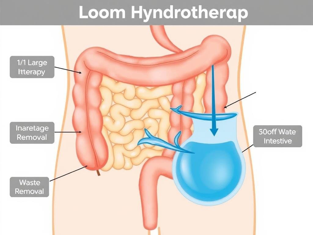 Diagram showing how colon hydrotherapy works in the digestive system