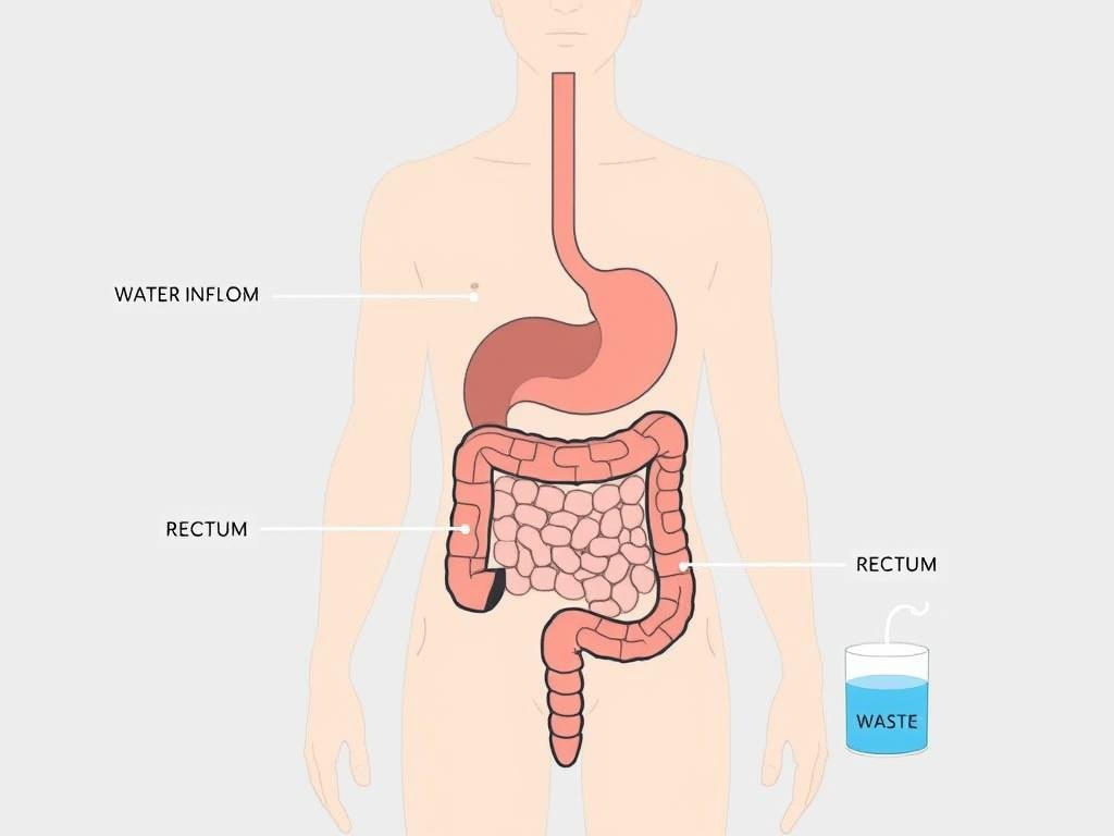 Diagram showing how colon hydrotherapy works