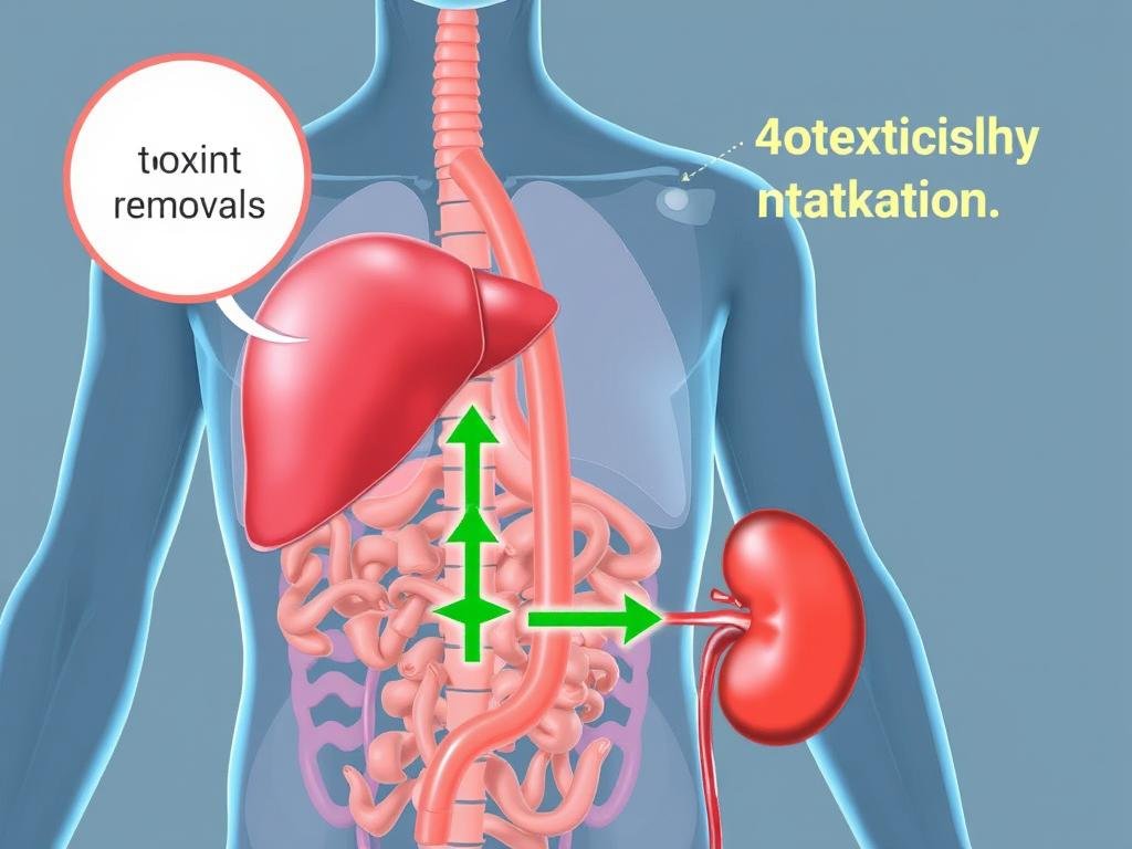 Diagram showing how the body naturally detoxifies through the liver and kidneys