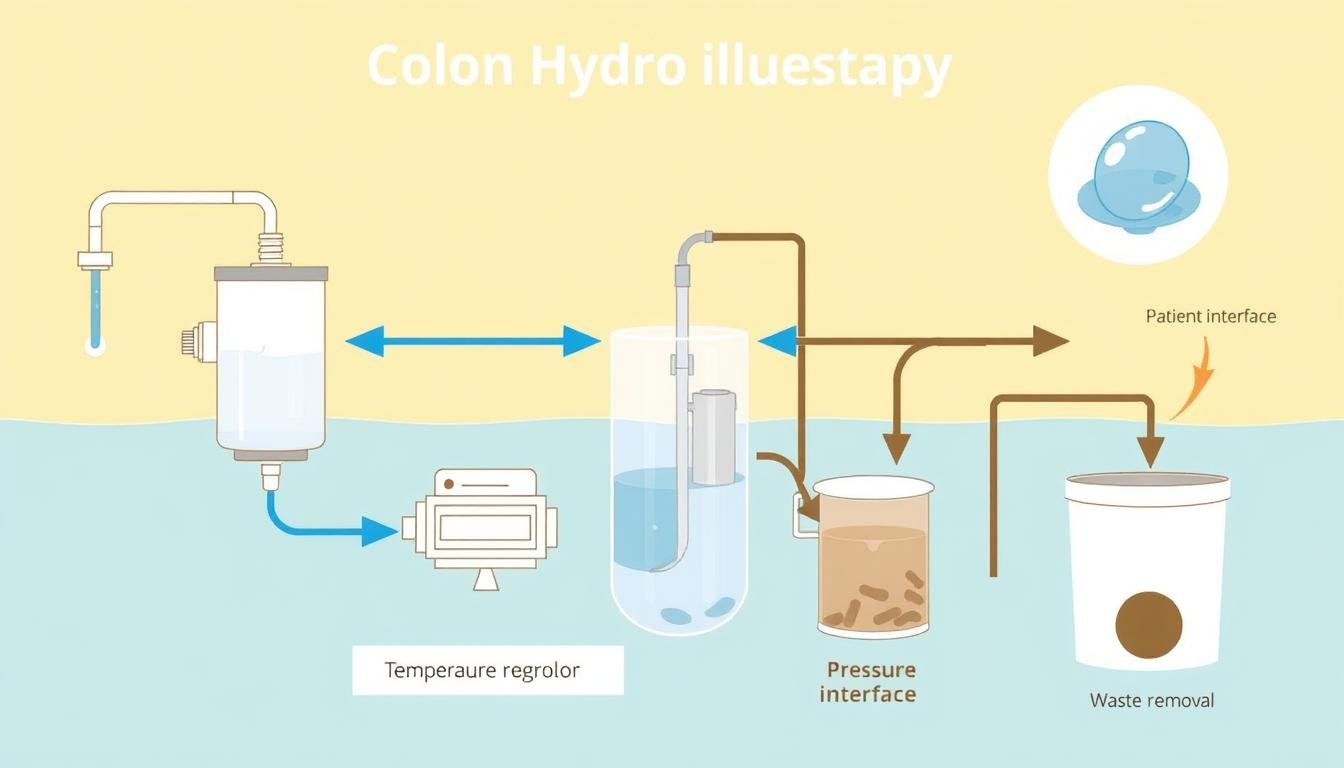 Diagram showing how water flows through a Colon Hydrotherapy Machine system Diagram showing how water flows through a Colon Hydrotherapy Machine system