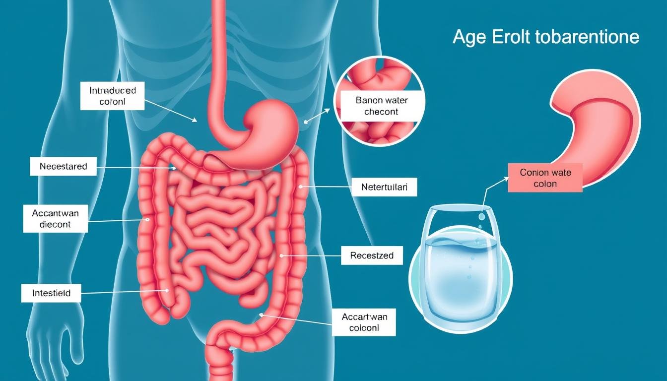 Diagram showing the colon and how colon hydrotherapy works