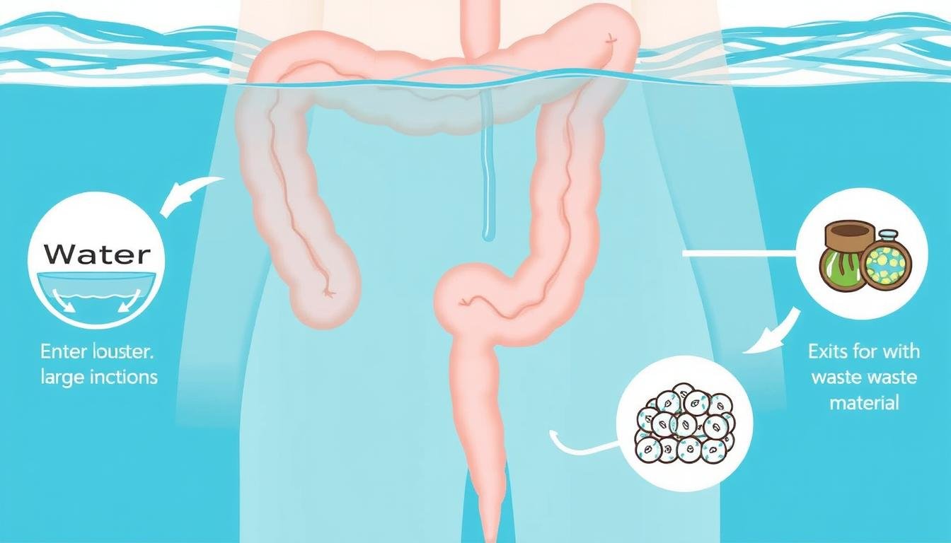 Diagram showing the water flow cycle during colon hydrotherapy