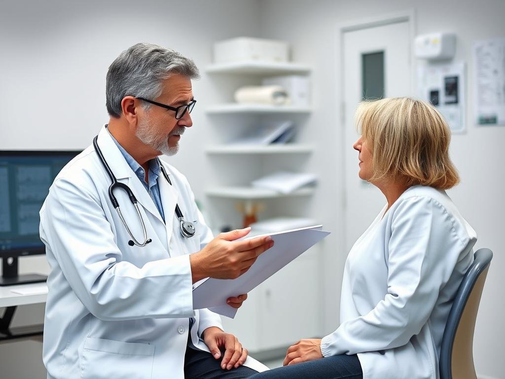 Doctor consulting with patient about colon hydrotherapy safety
