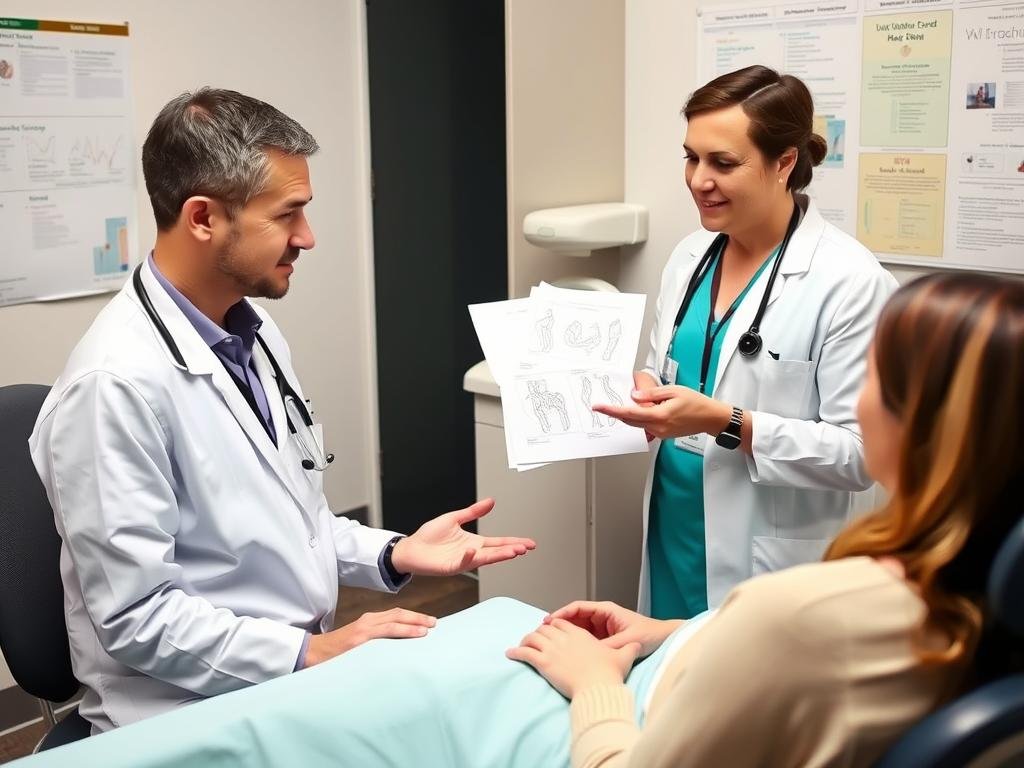 Doctor explaining colonoscopy preparation to patient