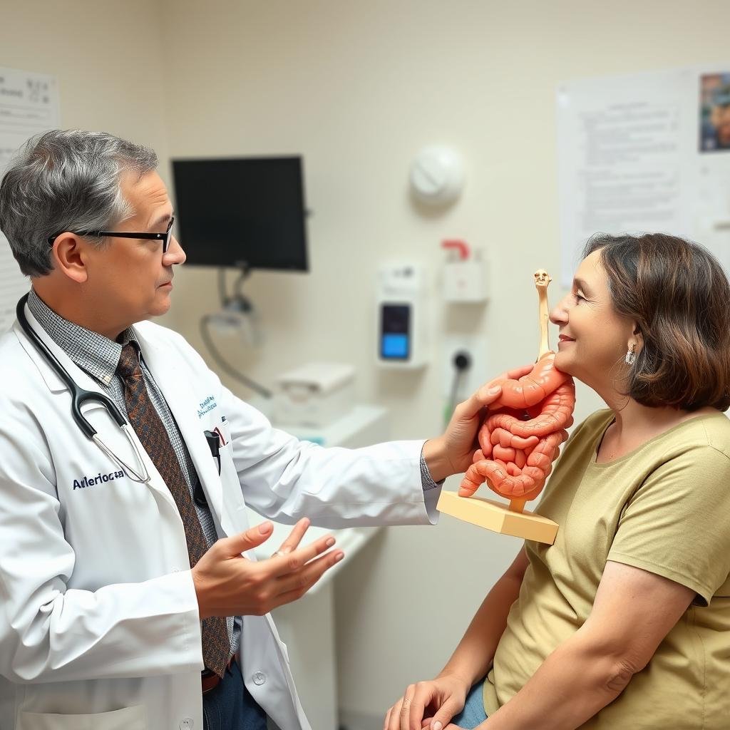 Doctor explaining colonoscopy preparation to patient