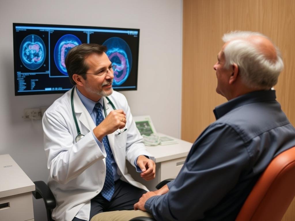 Doctor reviewing colonoscopy results with patient