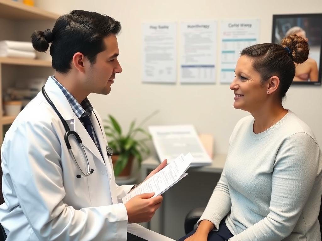 Healthcare professional consulting with patient about Colon Hydrotherapy Healthcare professional consulting with patient about Colon Hydrotherapy