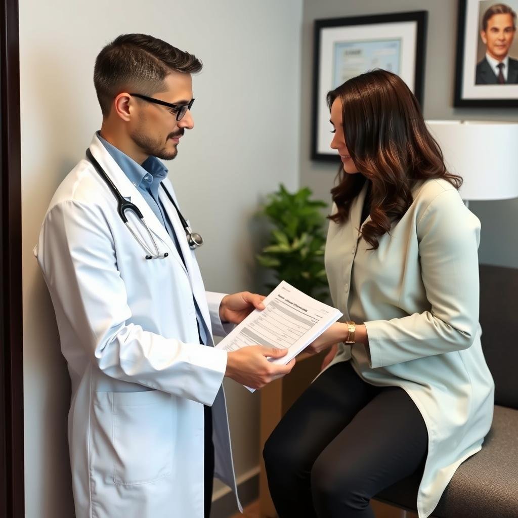 Healthcare provider consulting with client before hydrotherapy session Healthcare provider consulting with client before hydrotherapy session