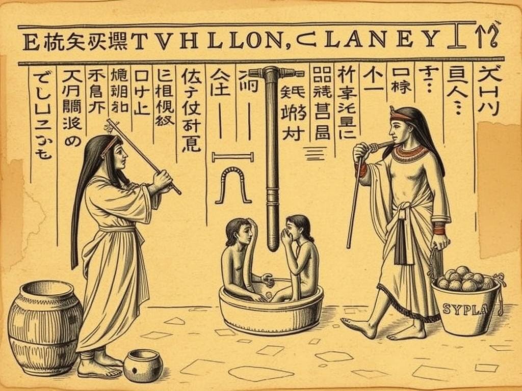Historical illustration of early colon cleansing practices Historical illustration of early colon cleansing practices
