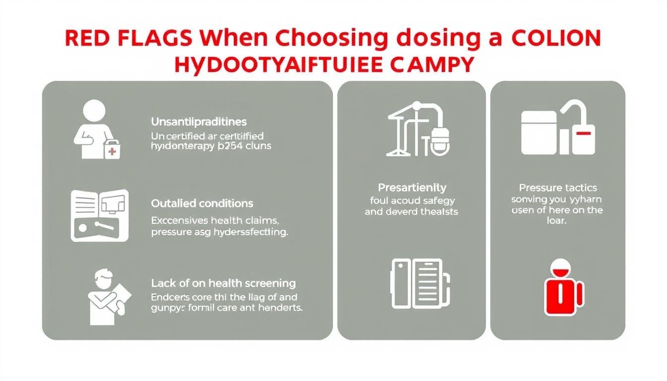 Infographic showing red flags to avoid when choosing a colon hydrotherapy clinic