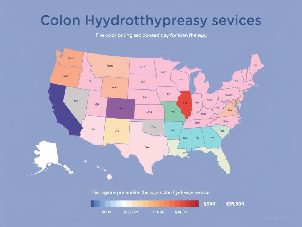 Map showing regional Colon Hydrotherapy price variations across the United States