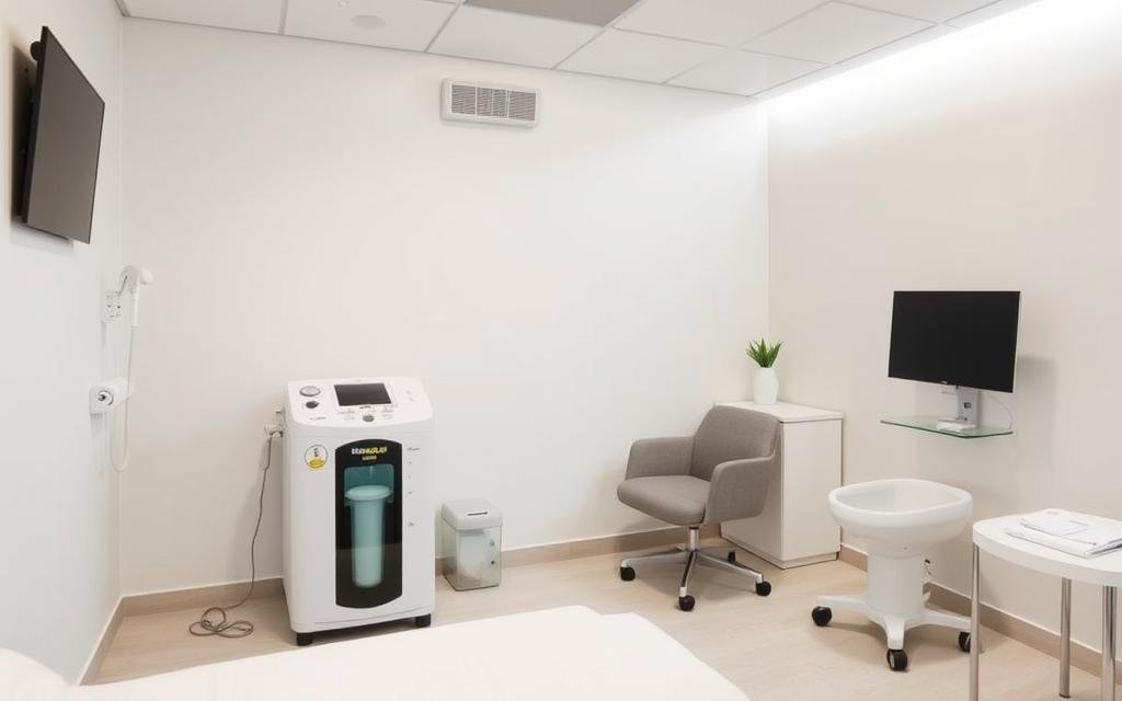 Modern FDA-approved colon hydrotherapy equipment in a clinical setting