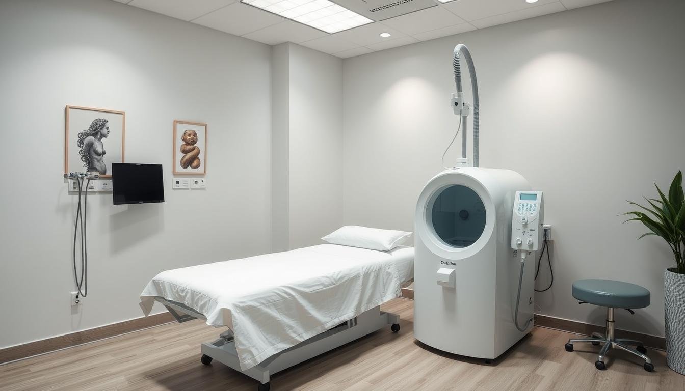 Modern clinic with installed colon hydrotherapy machine ready for treatment Modern clinic with installed colon hydrotherapy machine ready for treatment