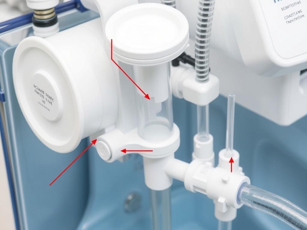 Modern colon hydrotherapy equipment with disposable components and safety features