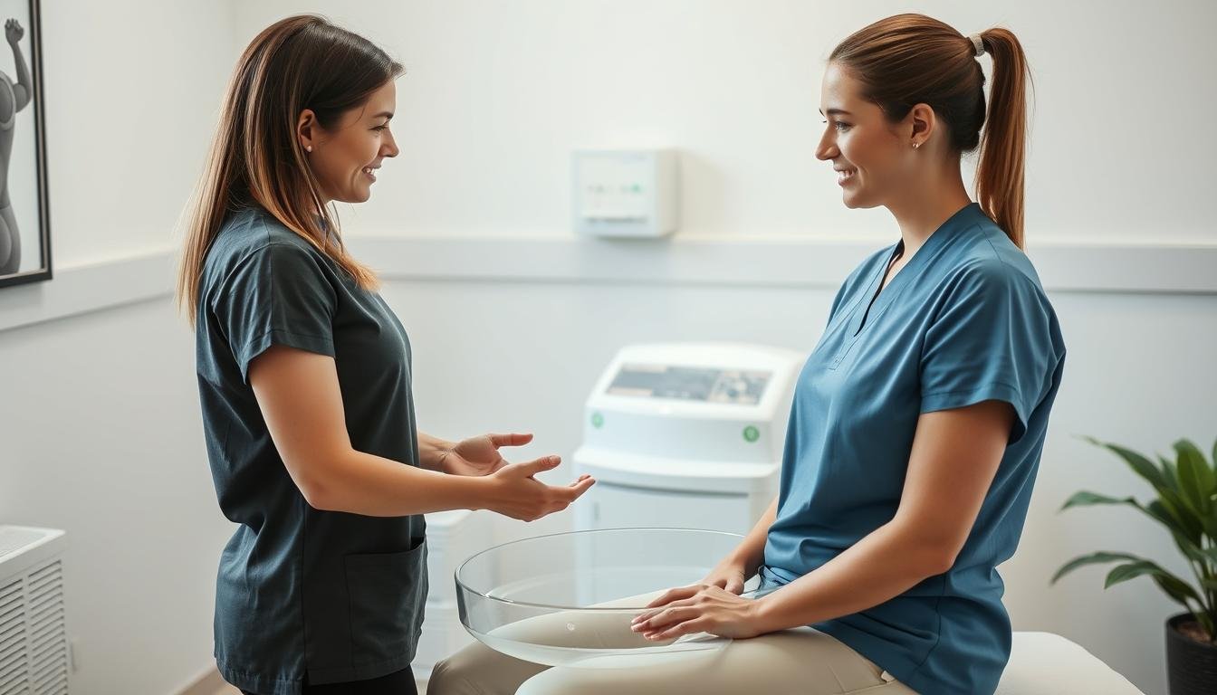 Patient receiving colon hydrotherapy treatment