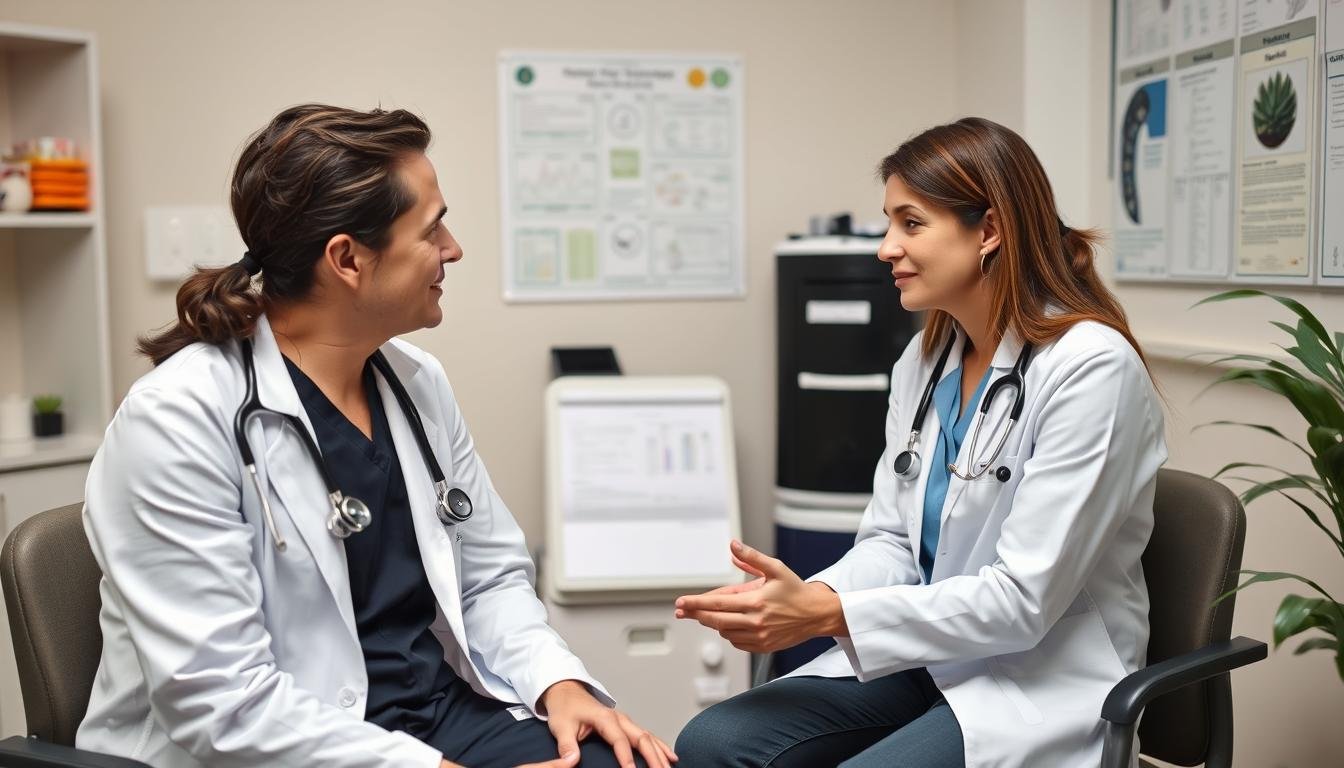 Person discussing Colon Hydrotherapy options with a healthcare provider