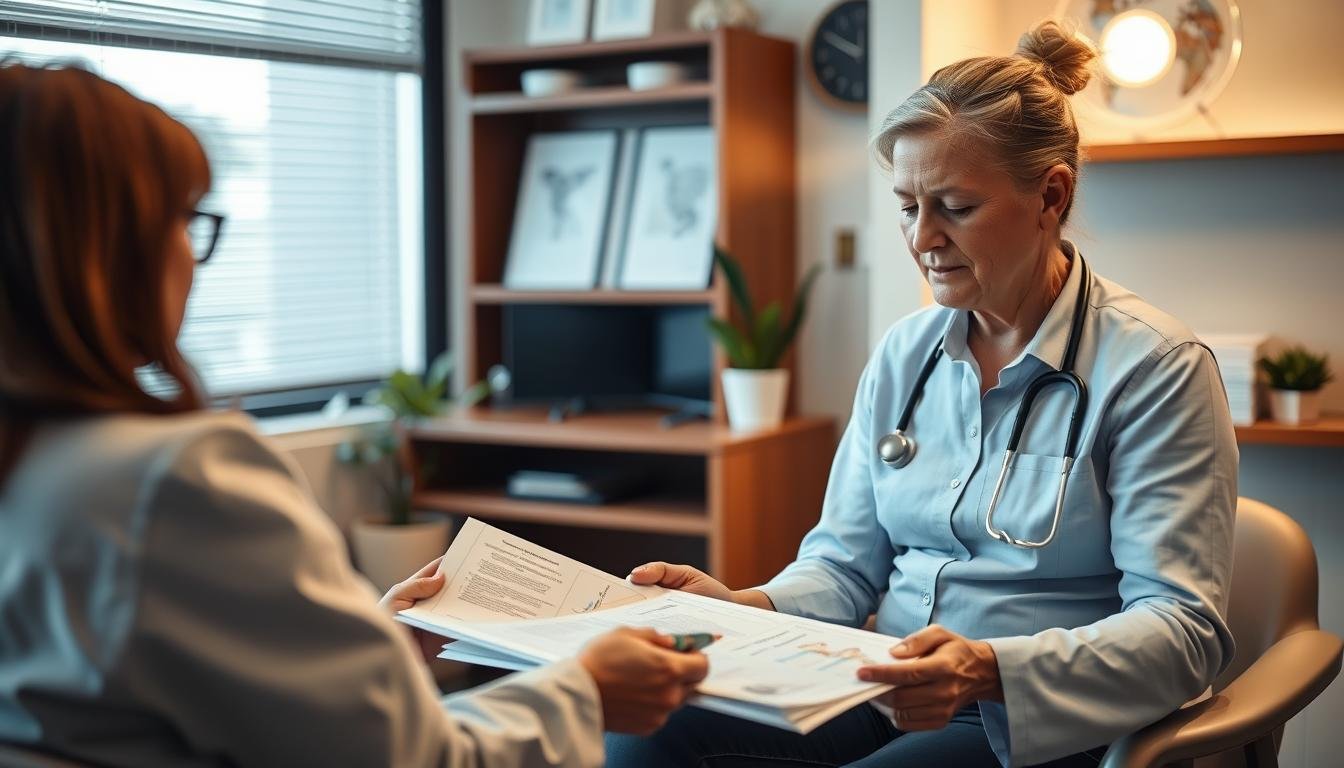 Person discussing colon hydrotherapy options with a healthcare provider