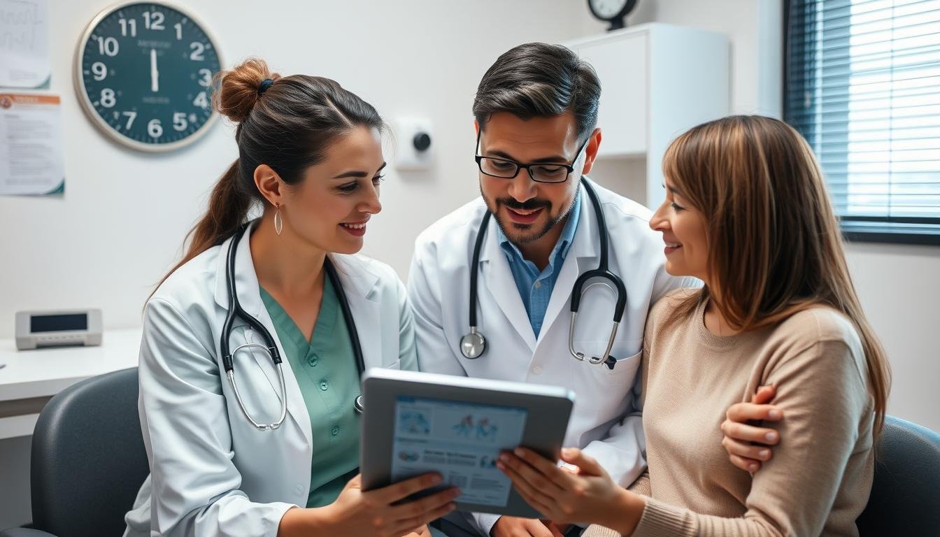 Person discussing health options with medical professional