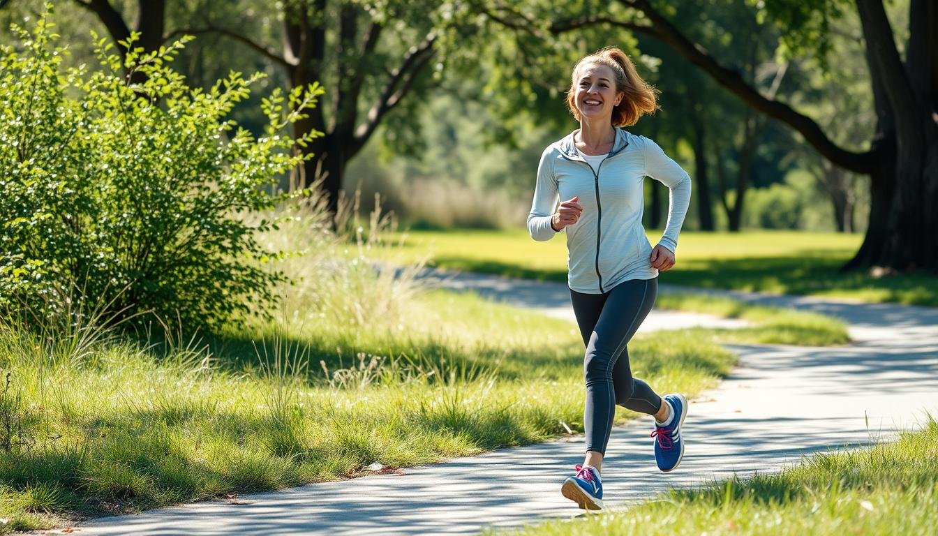Person exercising outdoors, promoting natural health maintenance