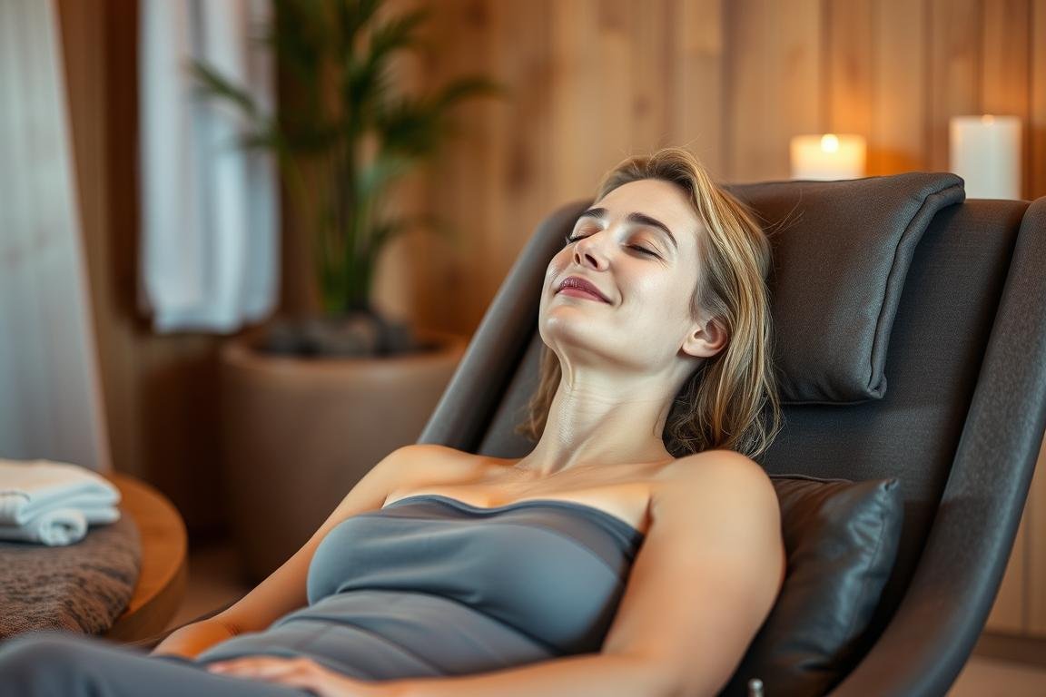 Person experiencing relief after colon hydrotherapy treatment
