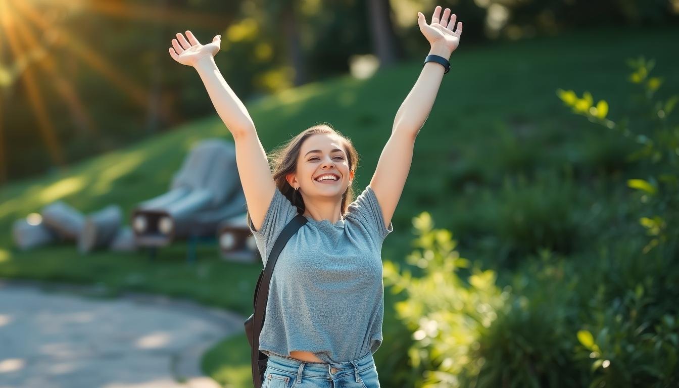 Person feeling energetic after colon hydrotherapy session