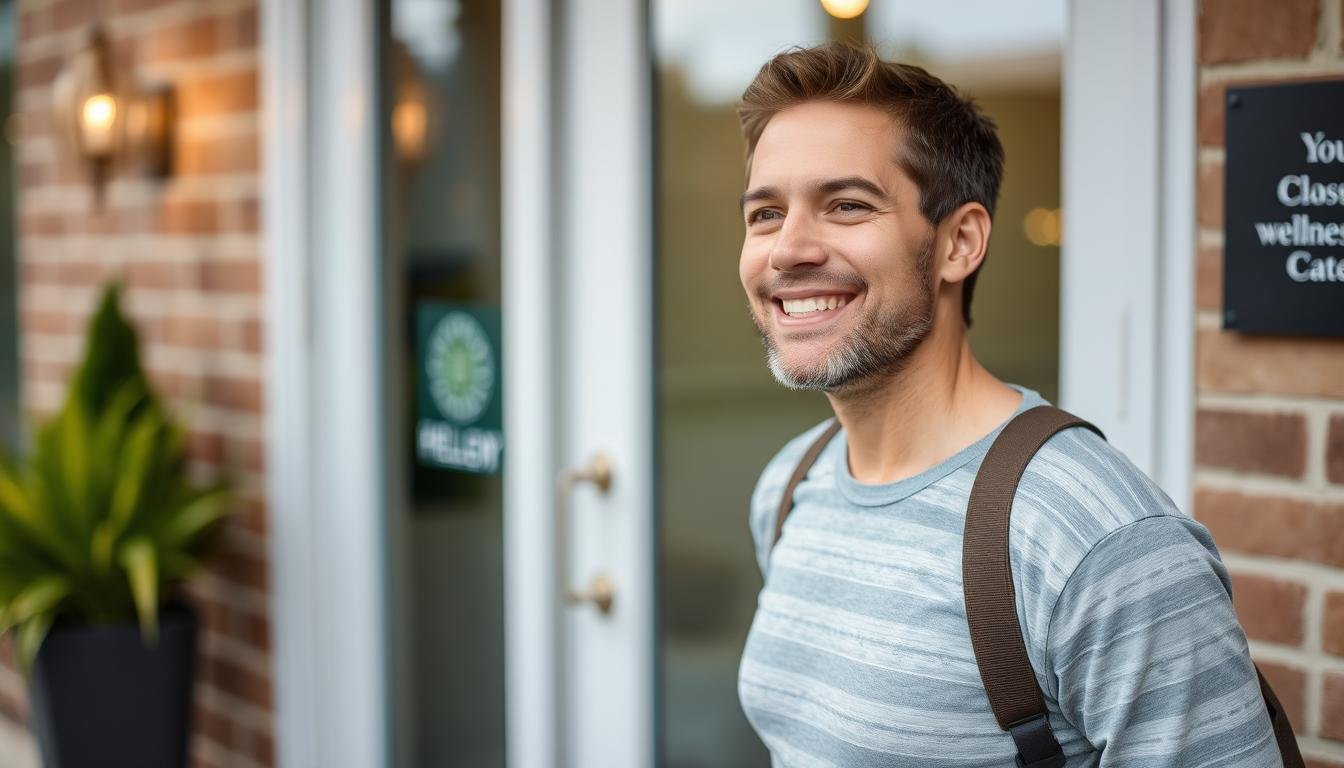 Person feeling refreshed after completing a colon hydrotherapy session