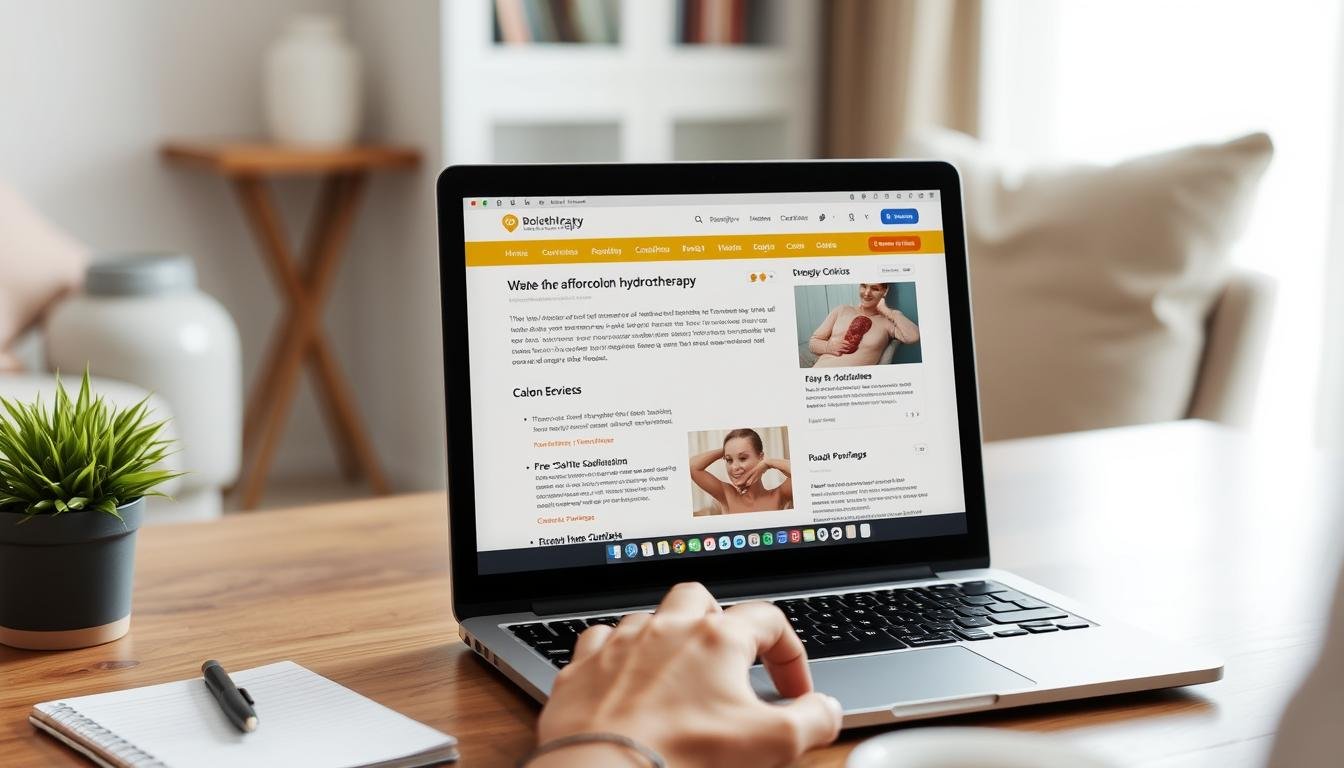 Person researching affordable Colon Hydrotherapy options online