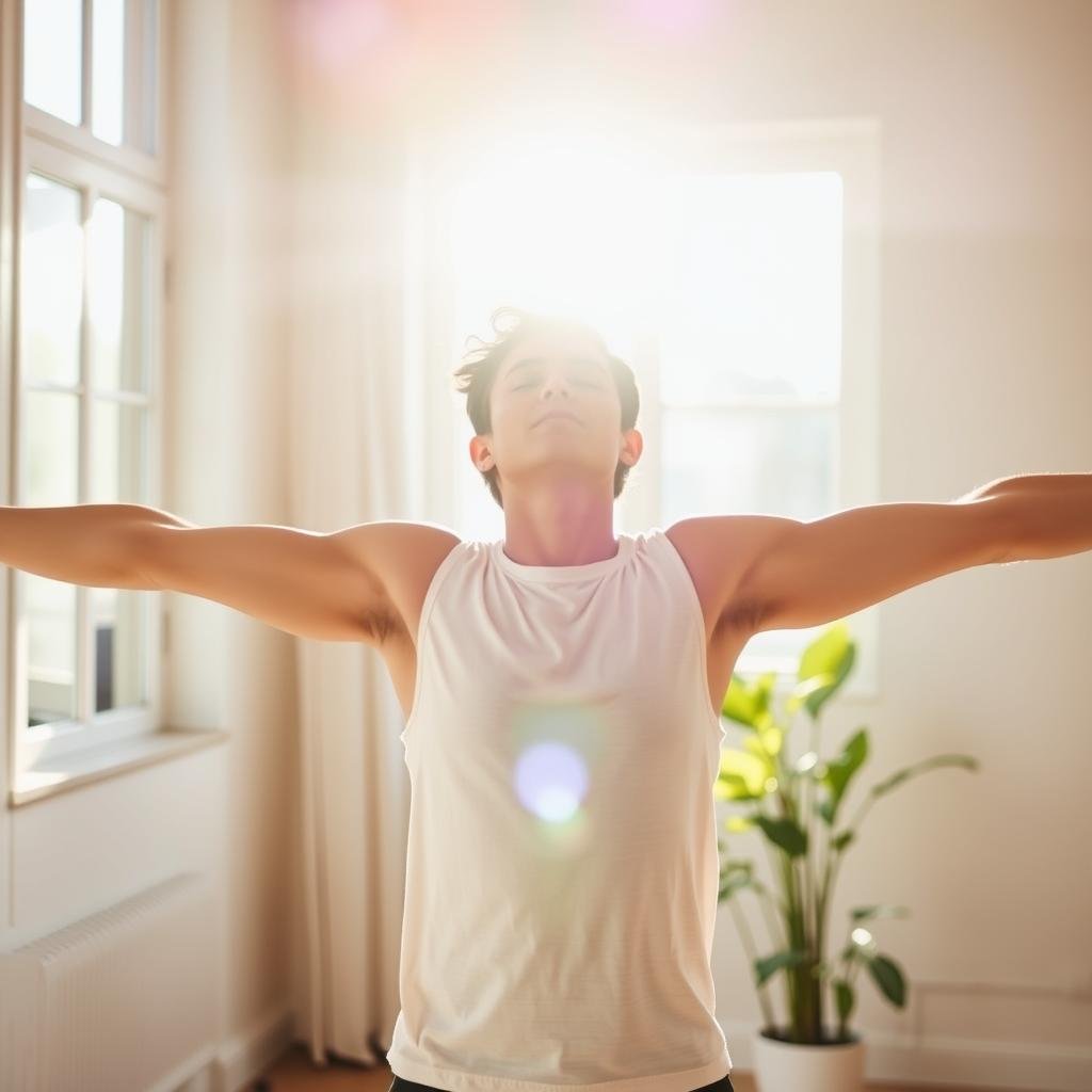 Person with improved energy and vitality after colon cleansing