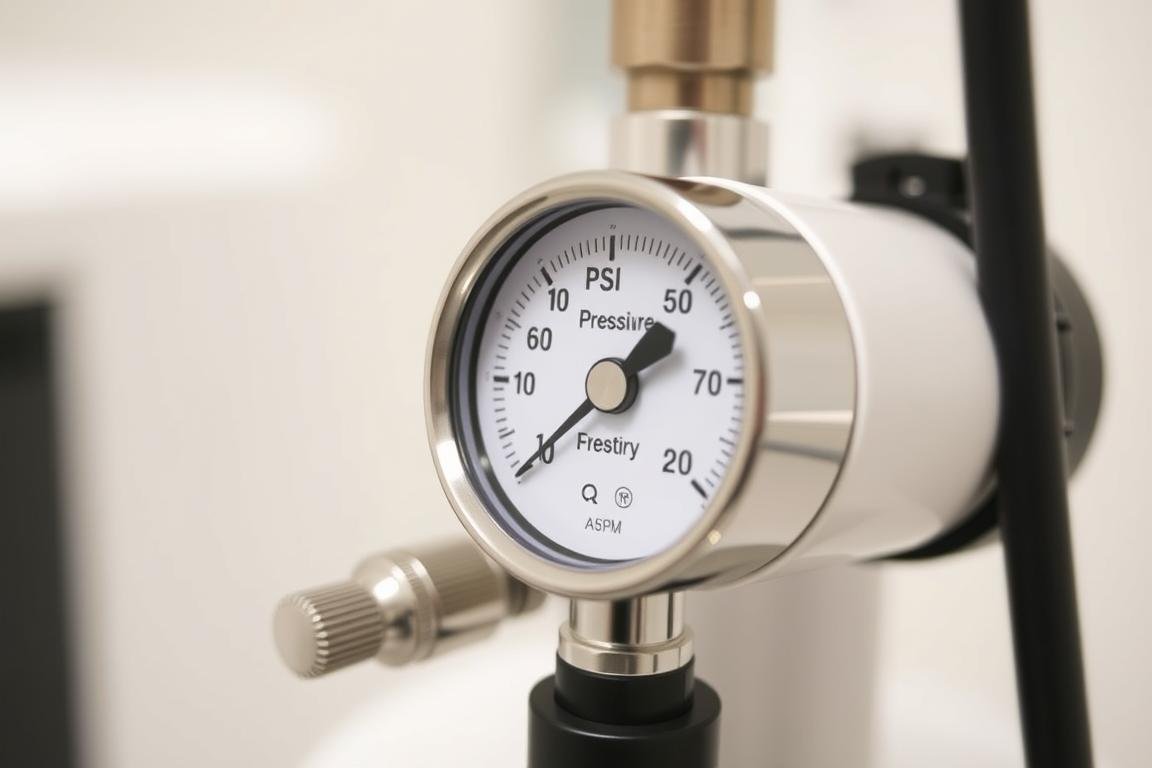 Pressure regulation gauge on a colon hydrotherapy machine