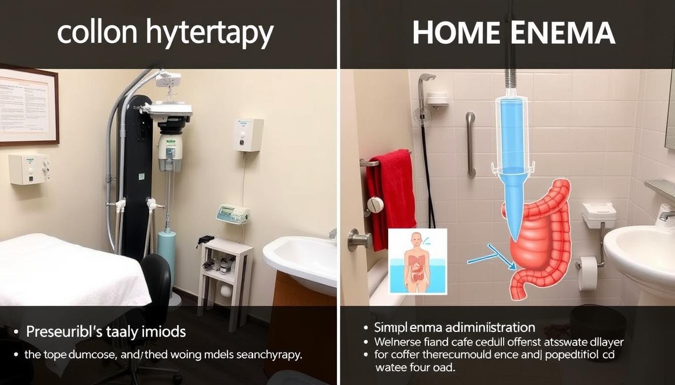 Side-by-side comparison of colon hydrotherapy and enema procedures