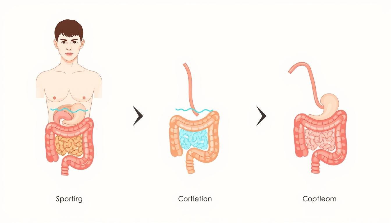 Step-by-step illustration of the colon hydrotherapy process