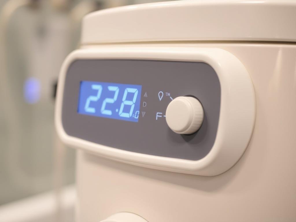 Temperature control panel on a colon hydrotherapy device