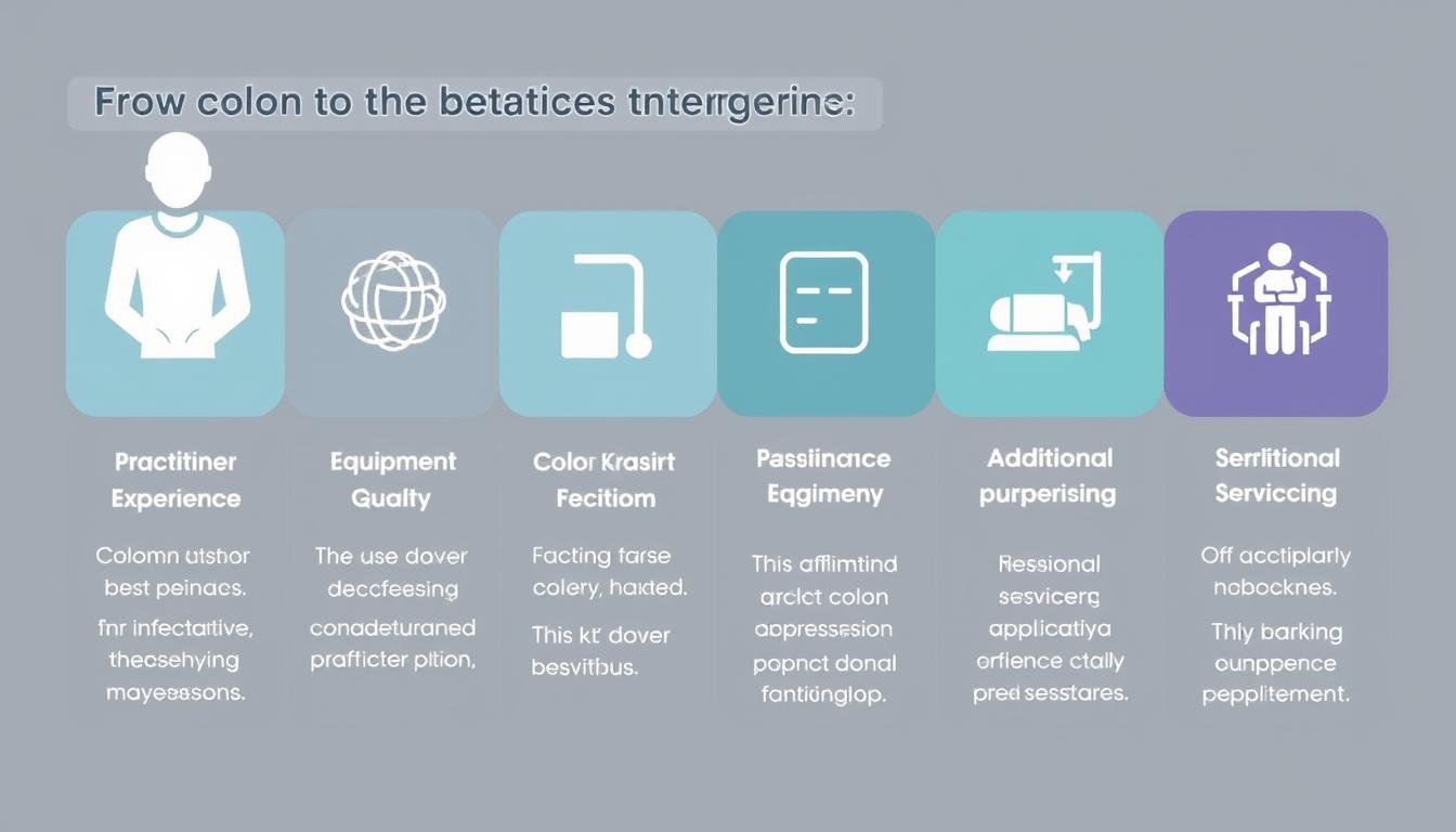 Various factors that influence Colon Hydrotherapy pricing displayed as an infographic