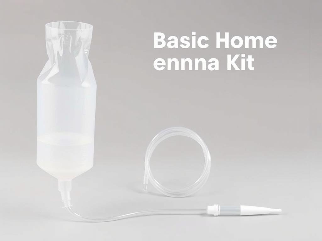 Basic home enema kit with bag, tubing and nozzle Basic home enema kit with bag, tubing and nozzle