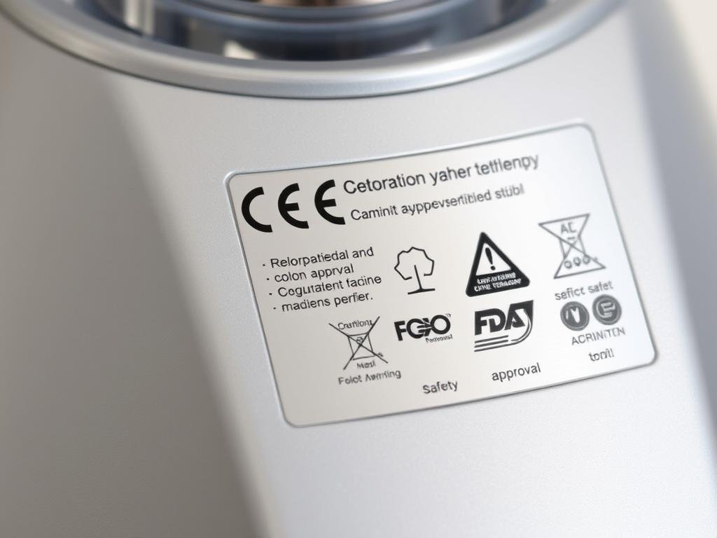 CE and FDA certification marks on a colon hydrotherapy machine