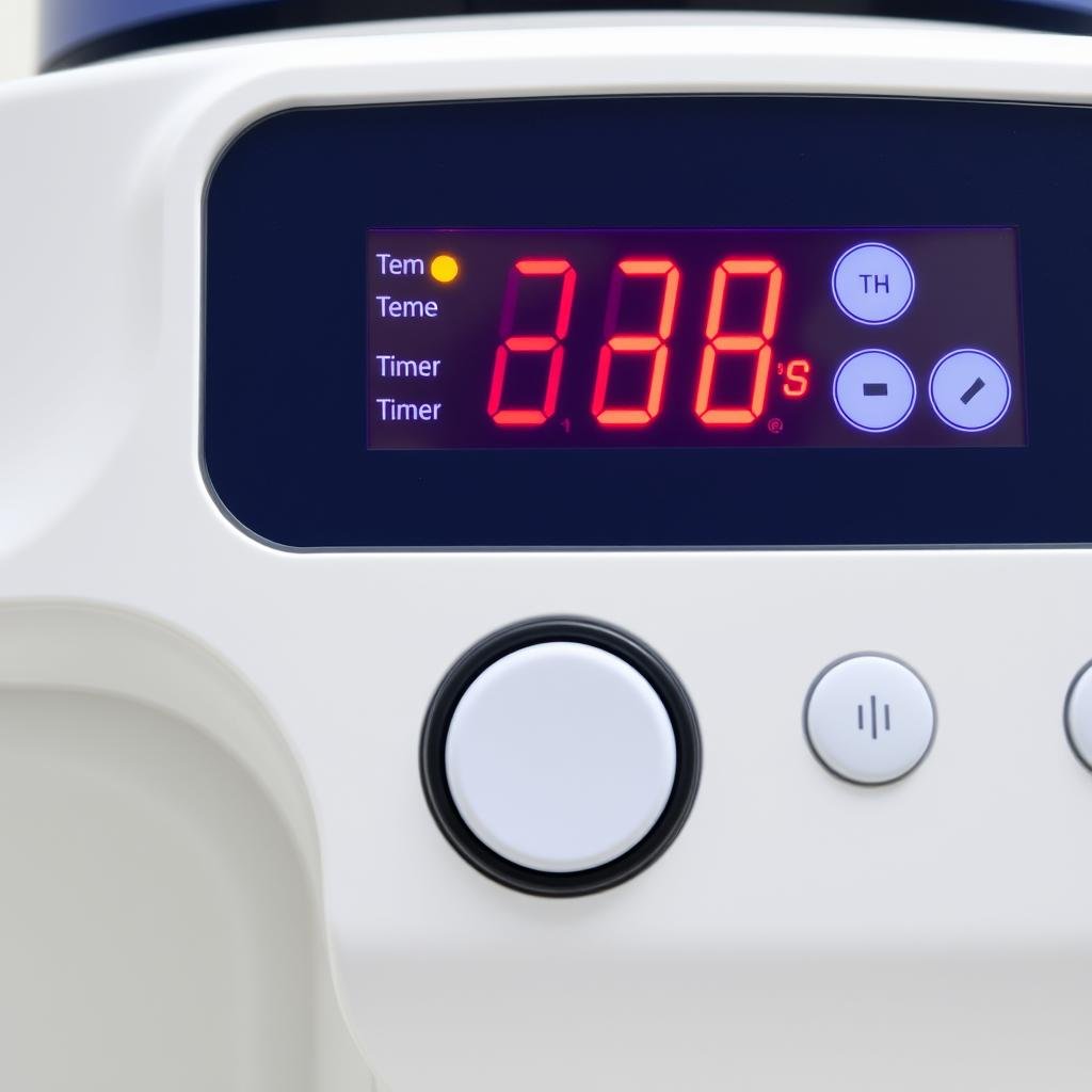 Close-up of colon hydrotherapy machine control panel showing temperature and pressure settings