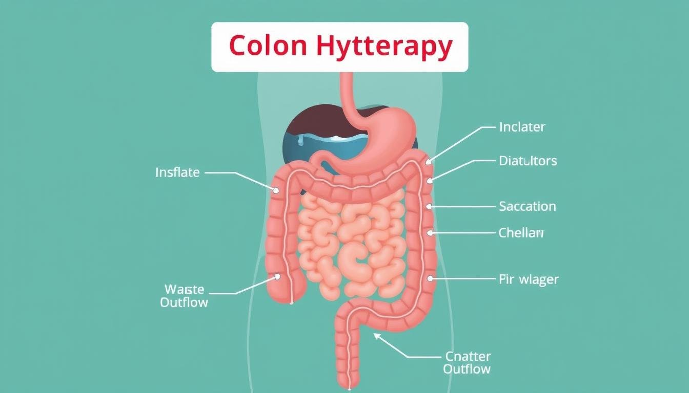 Detailed diagram of colon hydrotherapy process