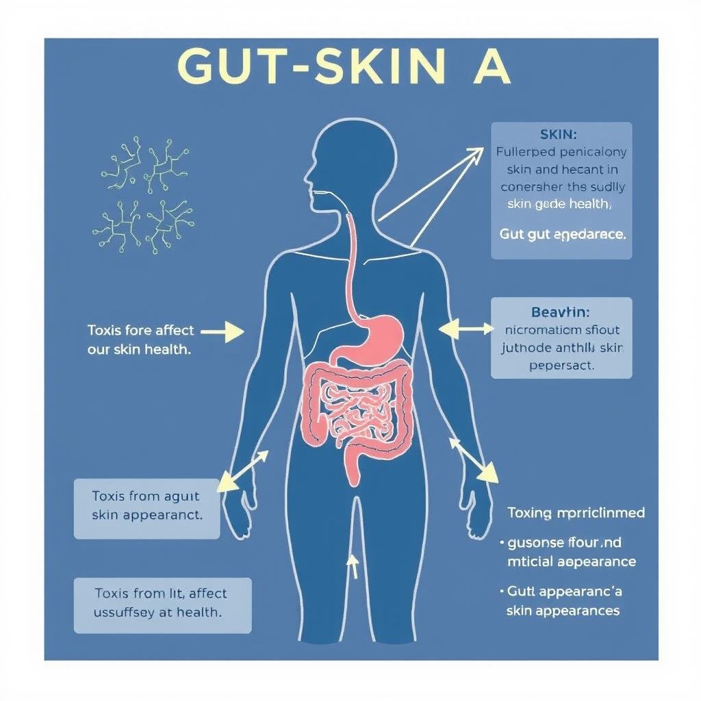 Diagram showing the gut-skin axis connection