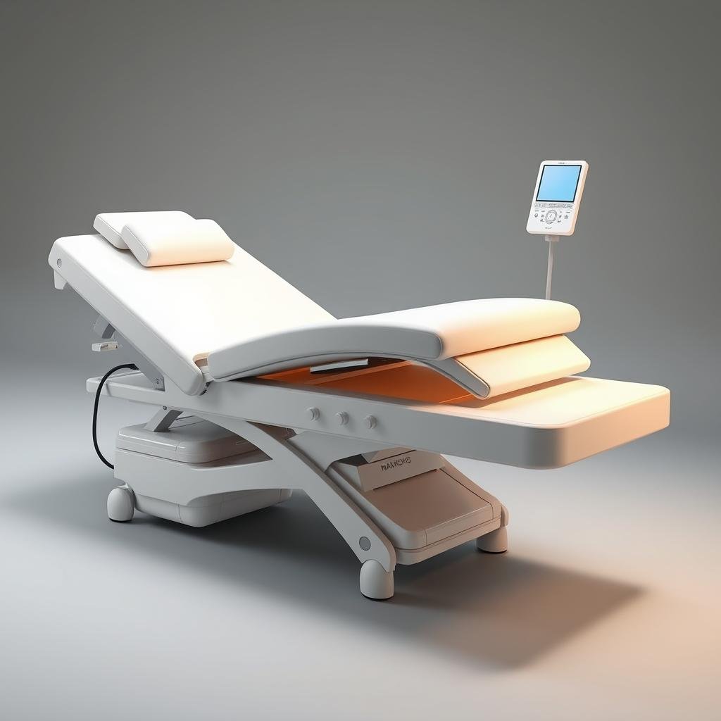 Ergonomic treatment bed with adjustable positioning Ergonomic treatment bed with adjustable positioning